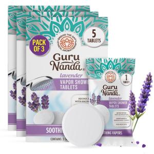 image:imageGuruNanda Lavender Vapor Shower Tablets CleanDissolving Aromatherapy Shower Steamers with Lavender amp Menthol Soothes amp Promotes Relaxation Ideal for Gifting 5 CountPack of 3