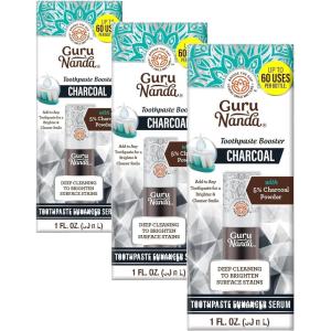 image:imageGuruNanda Charcoal Toothpaste Booster with 5 Charcoal Powder  Add to Toothpaste for Whitening FluorideFree PeroxideFree Formula Up to 60 Uses1 Fl Oz Pack of 3