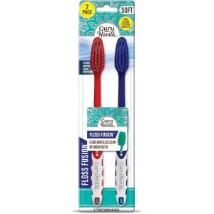 image:imageGuruNanda Floss Fusion Toothbrush with Dual Action Soft Flossing Bristles Ultrafine Tapered Bristles for Deeper Cleaning BPA amp PFASFree 8 CountPack of 2
