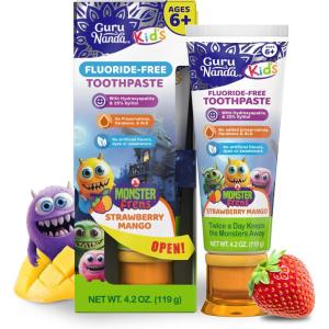 image:imageGuruNanda Kids Toothpaste with 2 Hydroxyapatite amp 25 Xylitol FluorideFree Strawberry Mango Flavor Safe if Swallowed Gentle amp Safe for Young Teeth amp Gums 42 oz42 Ounce Pack of 1