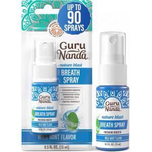 image:imageGuruNanda Nature Blast Mouth Freshener Spray for Bad Breath Sugar Free Travel Size Wild Mint Oral Breath Freshener with Essential Oils Vegan GlutenFree Up to 90 Sprays 05 fl oz05 Fl Oz Pack of 1